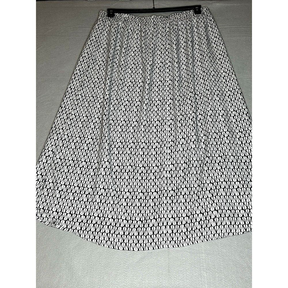 Loft Womens Maxi XL Black White Geometric Fully Lined Skirt Elastic Waist Skirt